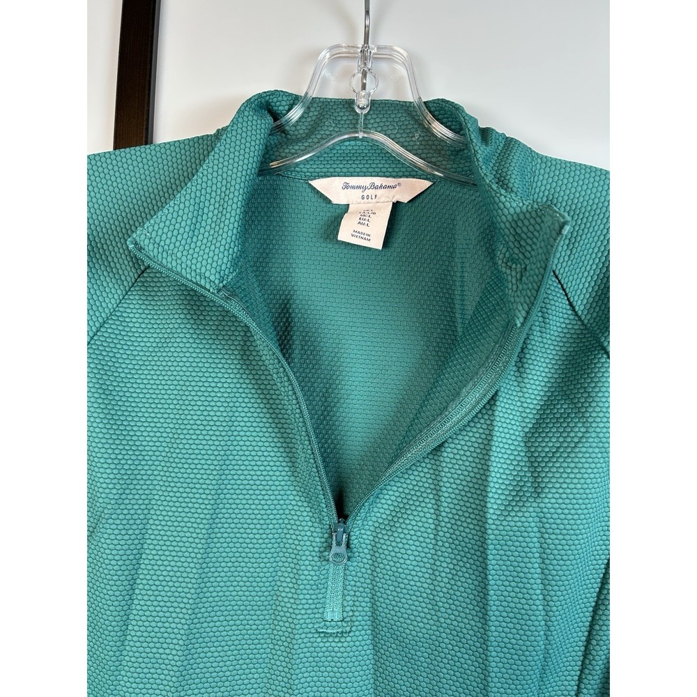 Tommy Bahama Golf Tennis Womens Long Sleeve Blue Textured 1/4 Zip Top Size L - Picture 4 of 8